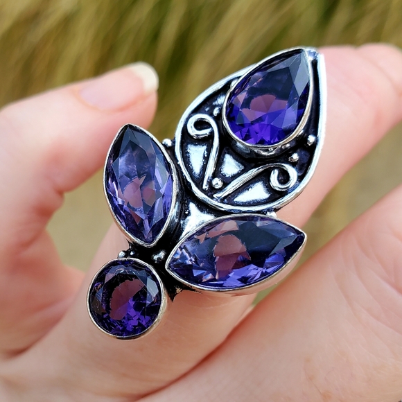 Handmade Jewelry - New Amethyst 925 Silver Ring.